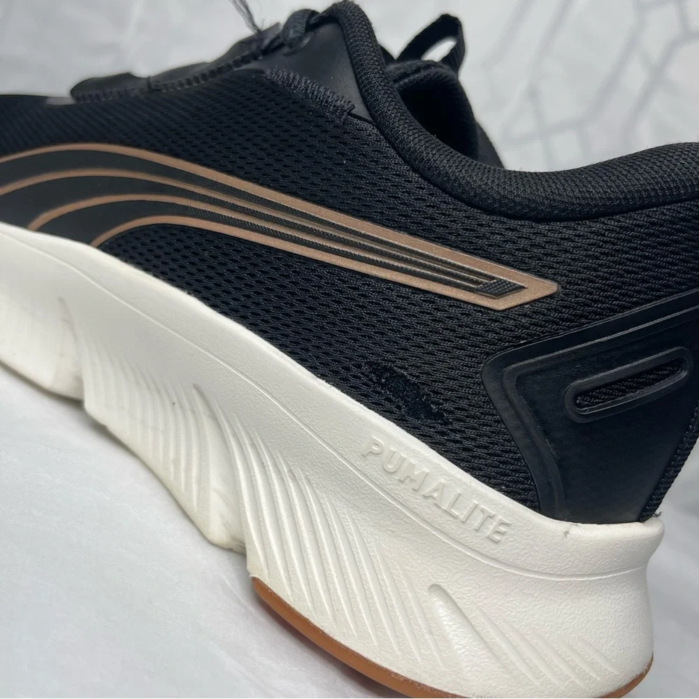 Puma Focus Lite Black Rose Gold Metallic Running Shoes Women's Size 10